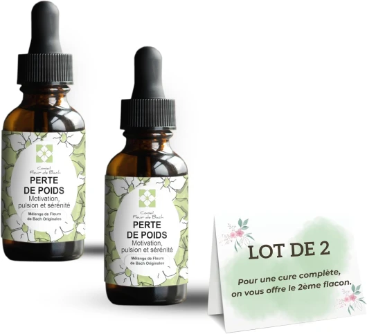 ® -Fleur de Bach Perte de poids -Mélange efficace et naturel - En corrigeant vos pulsions, elles sont une aide pour retrouver un Poids de Forme.Flacon de 30 MLLot de 2