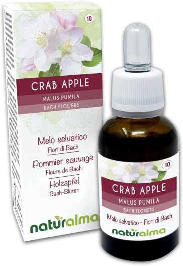 Crab apple ou Pommier sauvage (Malus pumila) Fleurs de Bach Naturalma - Gouttes 30 ml - Extrait liquide sans alcool - Essences florales - Vegan et sans alcool