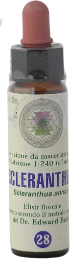 Scleranthus n° 28 Fleur de Bach farmaflor, 1 Flacon Comtpe Gouttes 10ml - Made in Italy