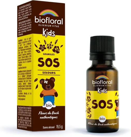 KIDS - SOS Secours BIO - 470 Granules - Soutien émotionnel - Fleurs de Bach Authentiques - Sans Alcool