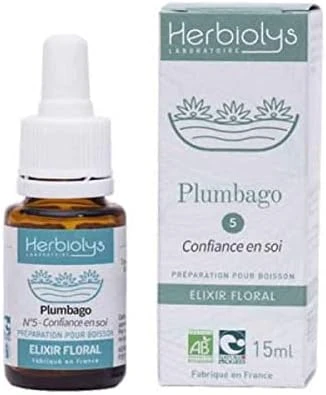 Elixir Floral - Fleurs De Bach - Fabriqué En France - Bio - 15 ml - Herbiolys (N°5 - Plumbago)