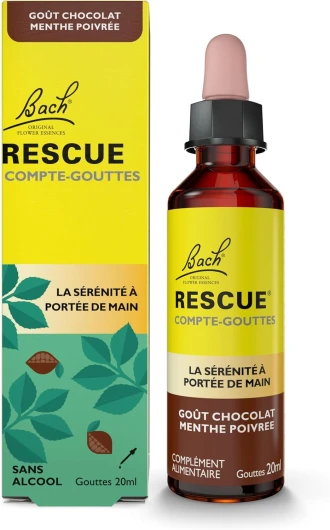 CHOCOLAT MENTHE Sans Alcool, mélange de 5 Fleurs de Bach Original, idéal pour les stress du quotidien : voyages, examens, réunions, journées chargées