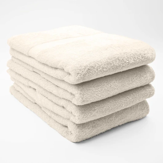 Douceur d'Intérieur, Lot de 4 Draps de Douche (70 x 130 cm) Eponge Unie, Elégance Sable