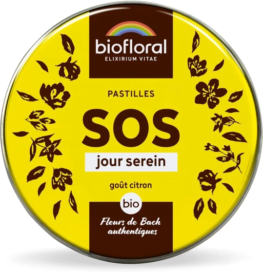 SOS Secours Jour Serein BIO - 165 Pastilles - Soutien émotionnel - Fleurs de Bach Authentiques - Sans Alcool