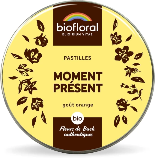 BIOFLORAL - Moment Présent - BIO - 165 Pastilles - Vivre chaque instant - Fleurs de Bach Authentiques 165 Pastilles Moment Présent