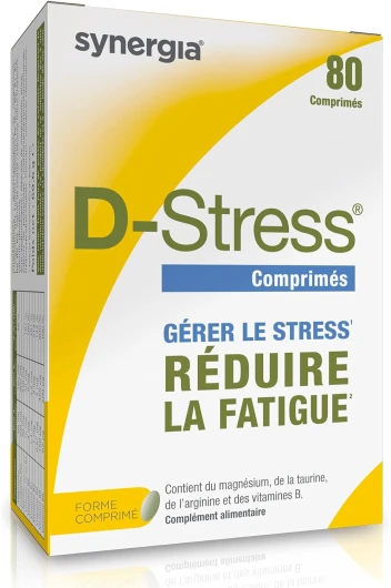 D-STRESS COMPRIMÉS 80 comprimés - Magnésium de 3ème Génération + Taurine + Arginine + Vitamines B - Gère le Stress du Quotidien et Réduit la Fatigue - LABORATOIRE SYNERGIA