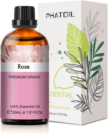 Huile Essentielle Rose 30 ml, Huiles Essentielles Pures et Naturelles, Huile de Rose pour Diffuseur Aromathérapie Rose-30ml