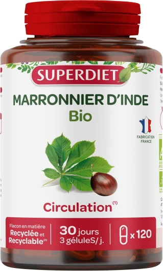 MARRONNIER D'INDE BIO - Circulation - Phytothérapie - Fabrication française - 120 gélules unflavoured 1 unité (Lot de 1)