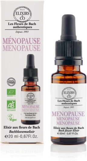 Elixir Ménopause Bio Prêt à l'Emploi, Composé Unique aux Fleurs de Bach 20ml - Elixirs & Co - Calme, Sommeil, Vie Intime Adulte - Compte Gouttes Fleur De Bach 100% Naturel - Fabriqué en France