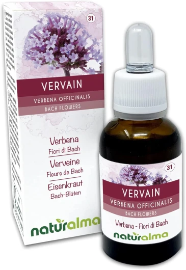 Vervain ou Verveine (Verbena officinalis) Fleurs de Bach Naturalma - Gouttes 30 ml - Extrait liquide sans alcool - Essences florales - Vegan et sans alcool