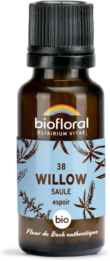 BIOFLORAL - 38 Willow, Saule BIO - Espoir - Fleur de Bach Authentique - 470 Granules - Sans Alcool