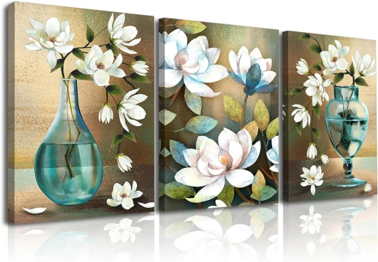 Impression sur Toile de La Fortune Vient avec des Fleurs épanouies, Tableau Orchidée sur Toile Prêt Suspendu Peinture pour Déco Art Murale Salle de Bain Cadeau Anniversaire 3x 30x40cm 3 pièces 30x40cm Tableau Orchidée sur Toile