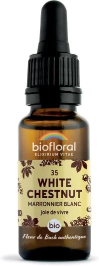 BIOFLORAL - 35 White Chesnut, Marronnier Blanc BIO DEMETER - Joie de Vivre - Fleur de Bach Authentique - Compte-gouttes 20 ML